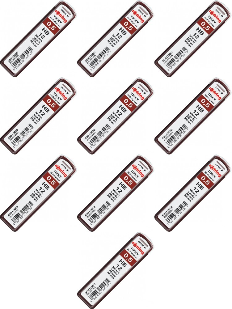 10x Grafity ołówkowe Rotring Tikky, 0.5mm, HB