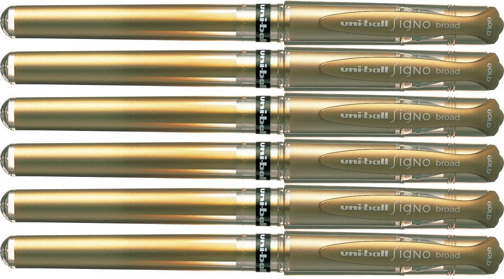 6x Długopis żelowy Uni UM-153, 1.0mm, złoty