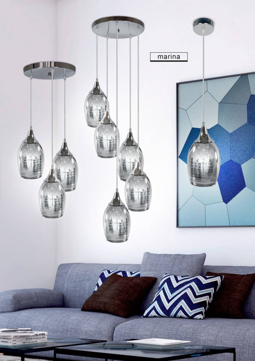 Candellux Marina lampa wisząca 1x60W chrom/szkło 31-60174