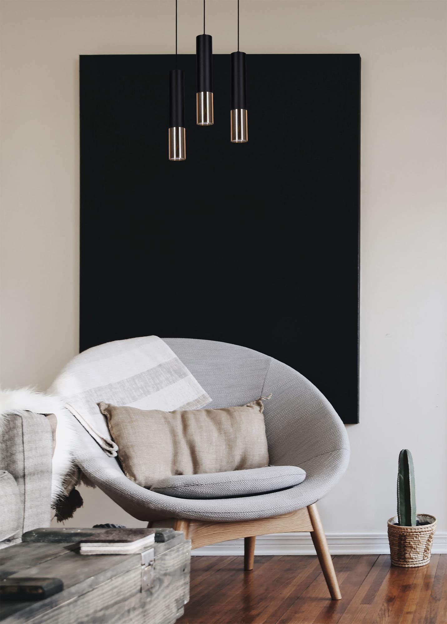 Kaja Astina lampa wisząca 3x10W LED czarny/mosiądz K-4872