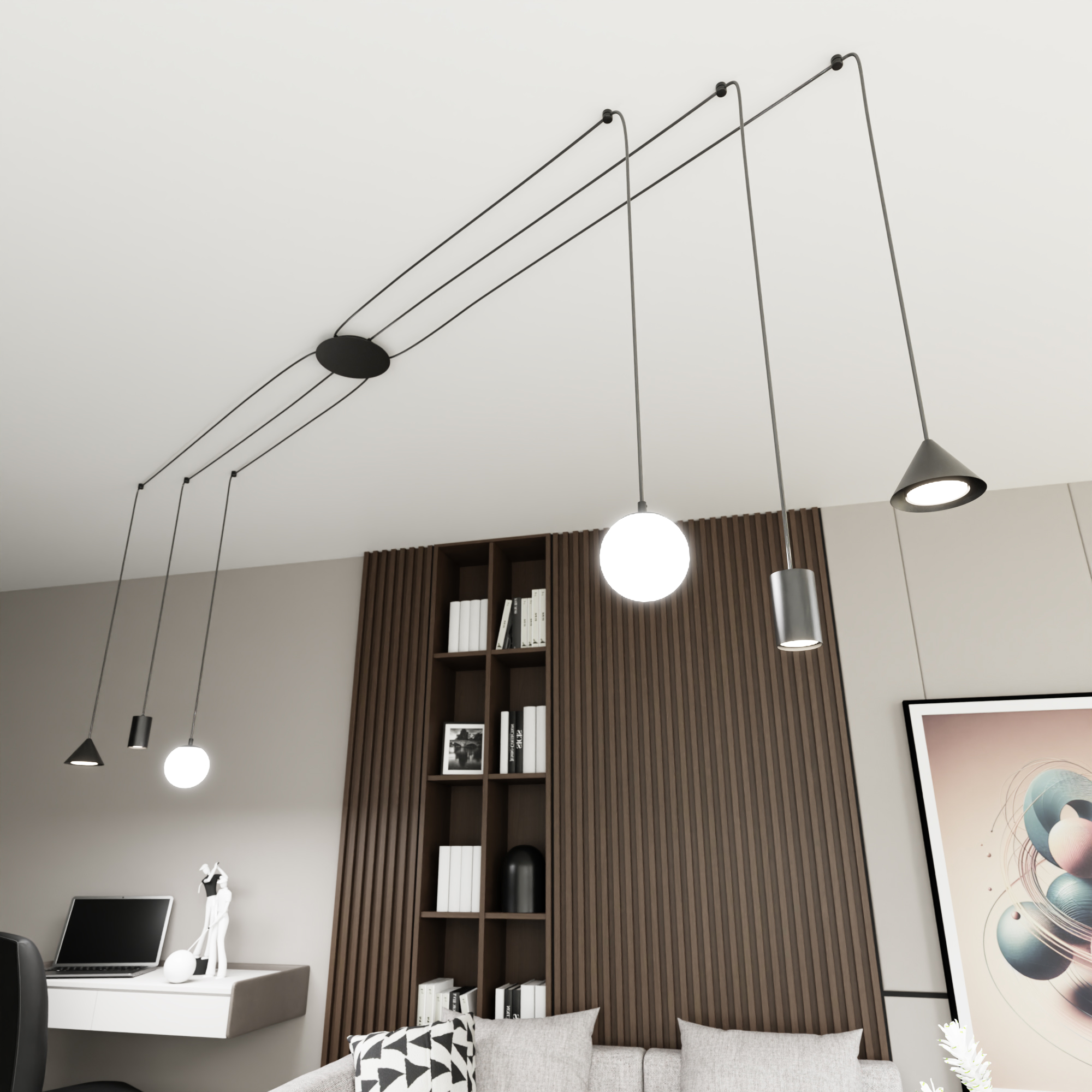 Emibig Fuji lampa wisząca 6x0 W czarna 13496