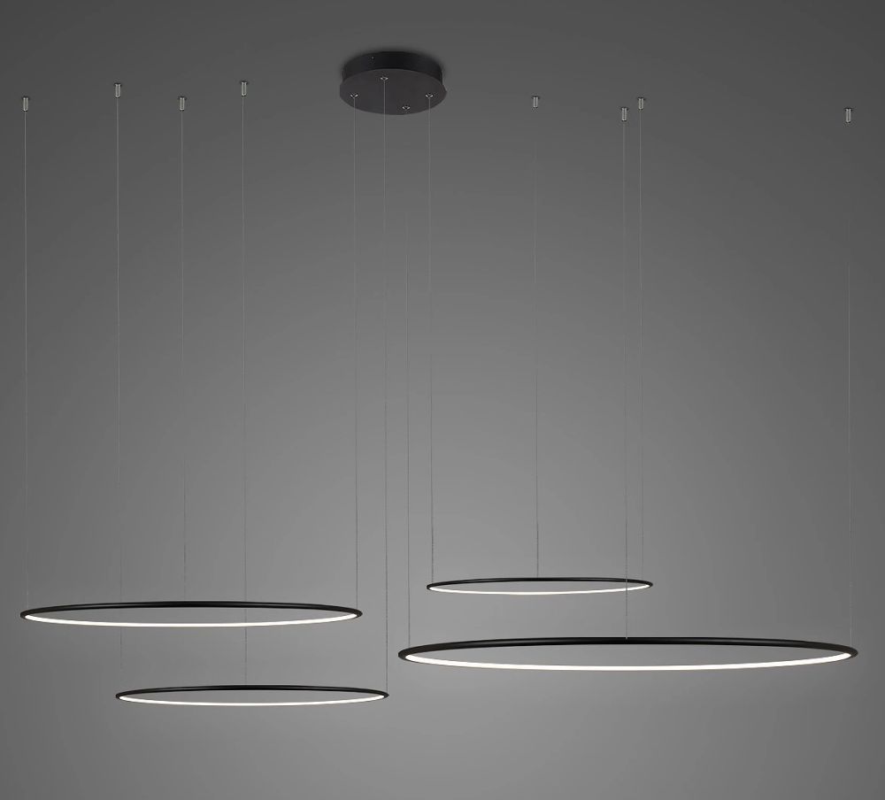 Altavola Design Ledowe Okręgi lampa wisząca 152W LED czarny LA084/CO4_100_in_3k_152W_black