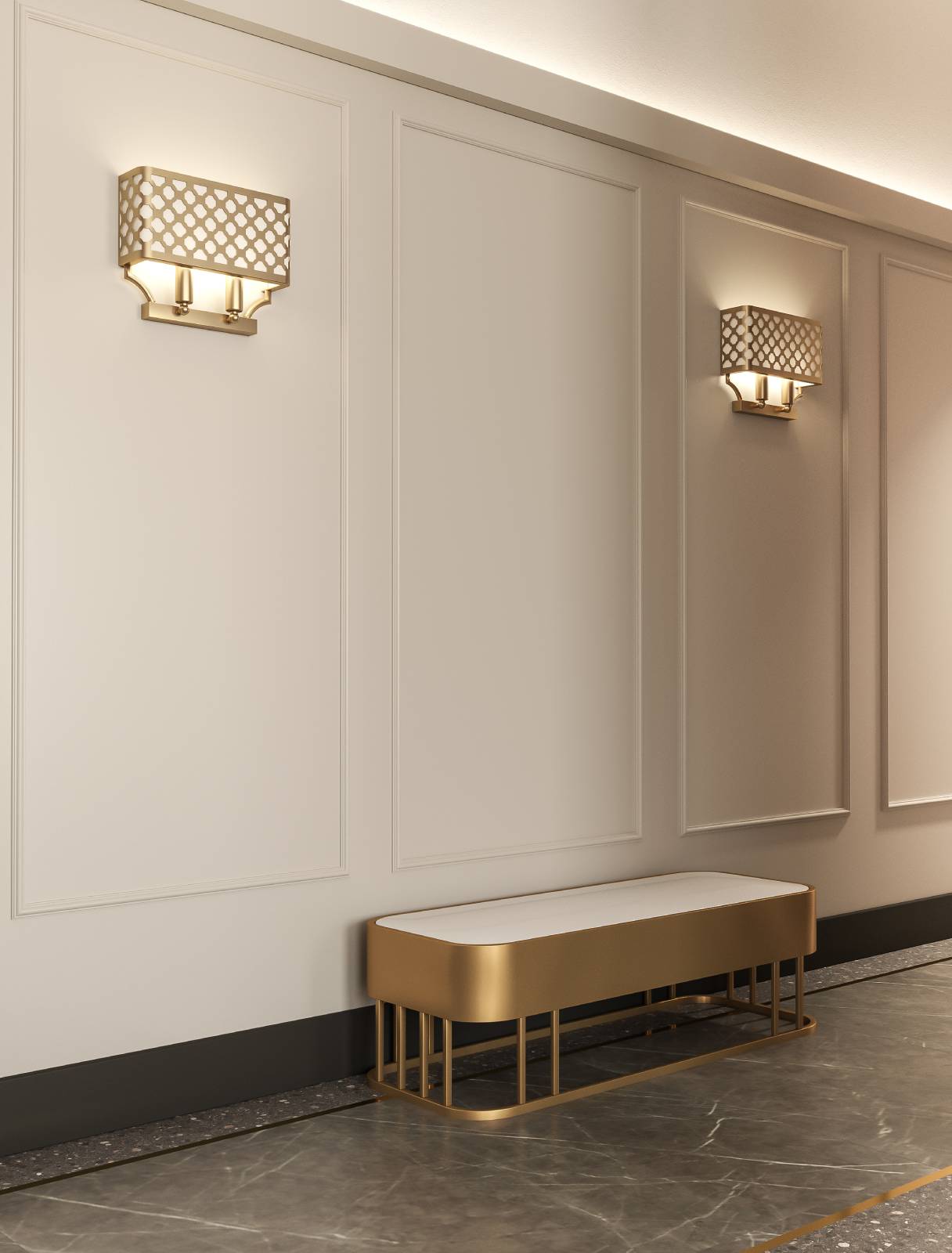 Orlicki Design Verno Parette Old Gold kinkiet 2x12W LED złoty/biały OR84603