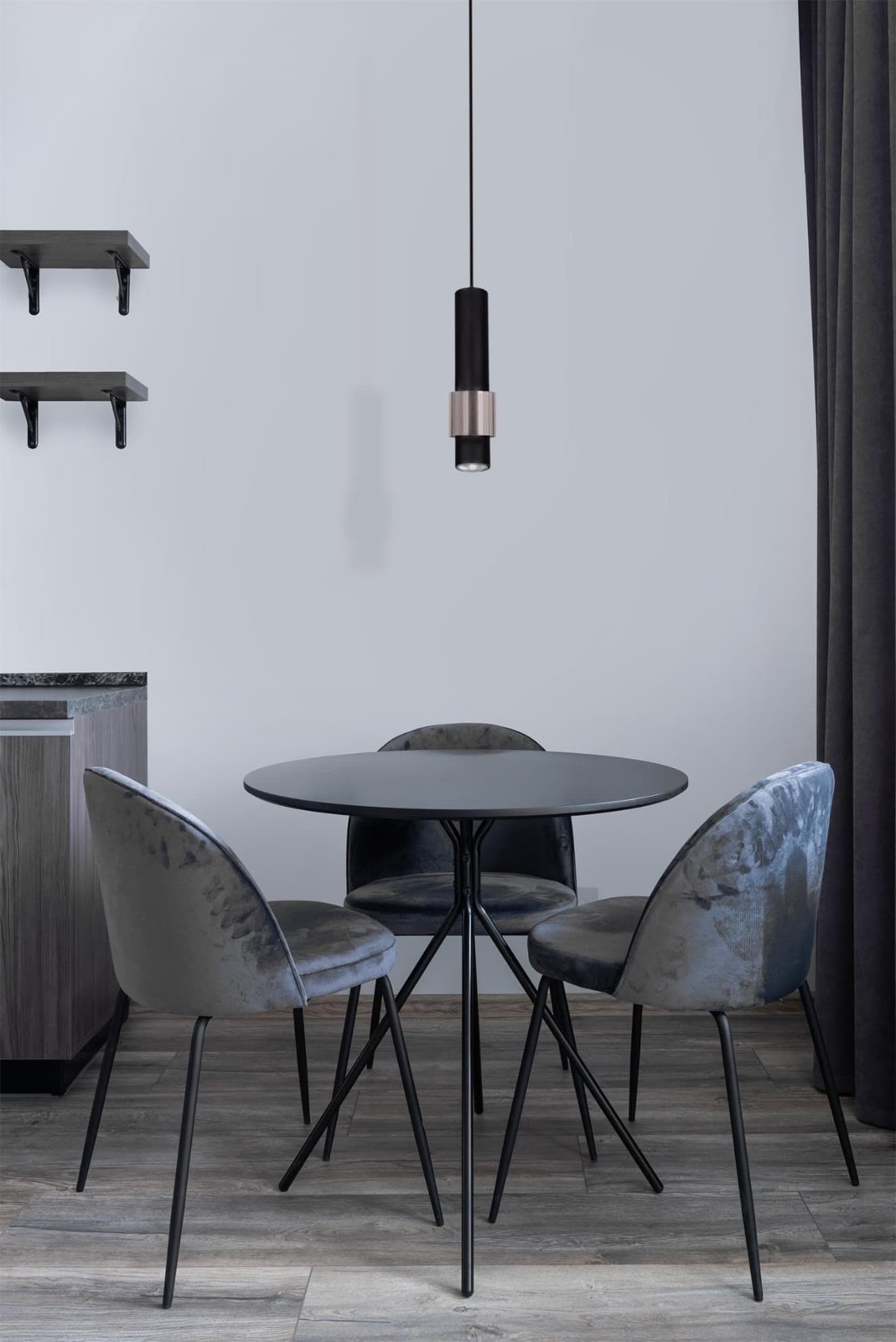 Kaja Nikos lampa wisząca 1x10W LED chrom/czarny K-4713