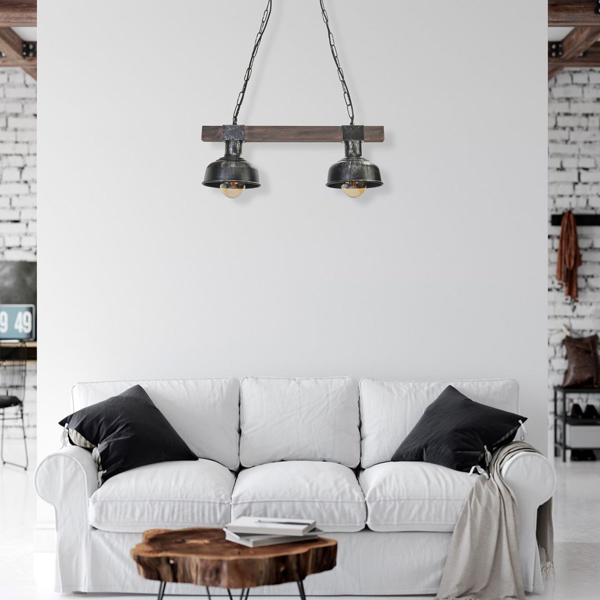 Milagro Faro lampa wisząca 2x60W czarno/drewniana MLP6242 - Wysyłka w 24h