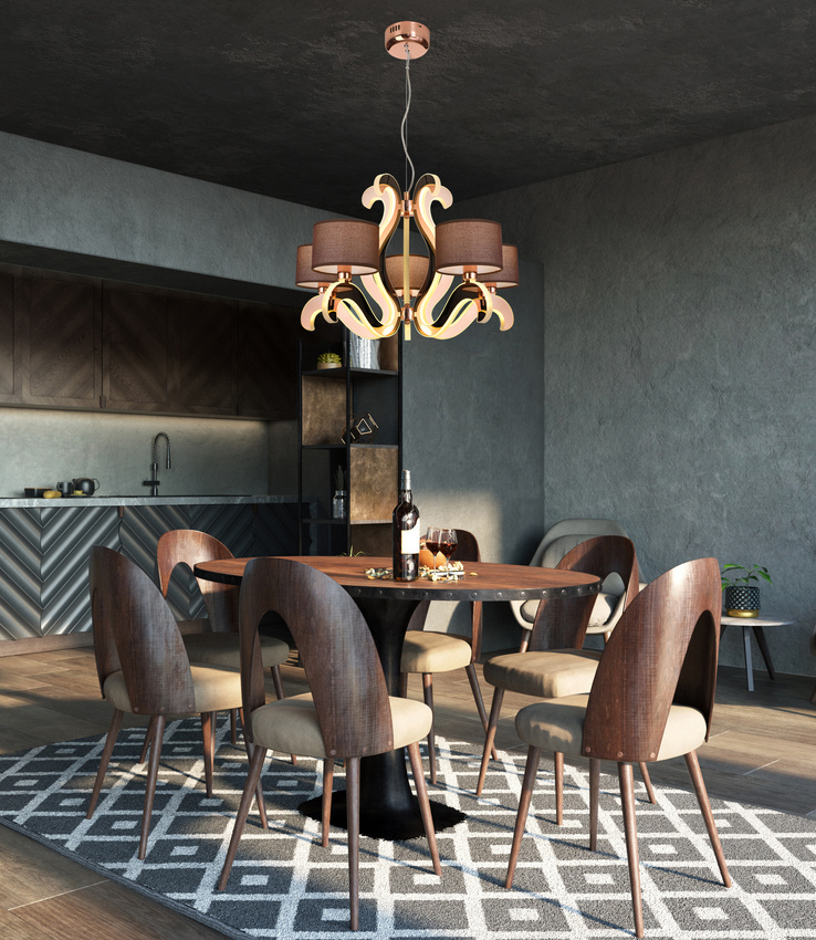 Candellux Ambrosia lampa wisząca 5x40 W miedź 35-33918