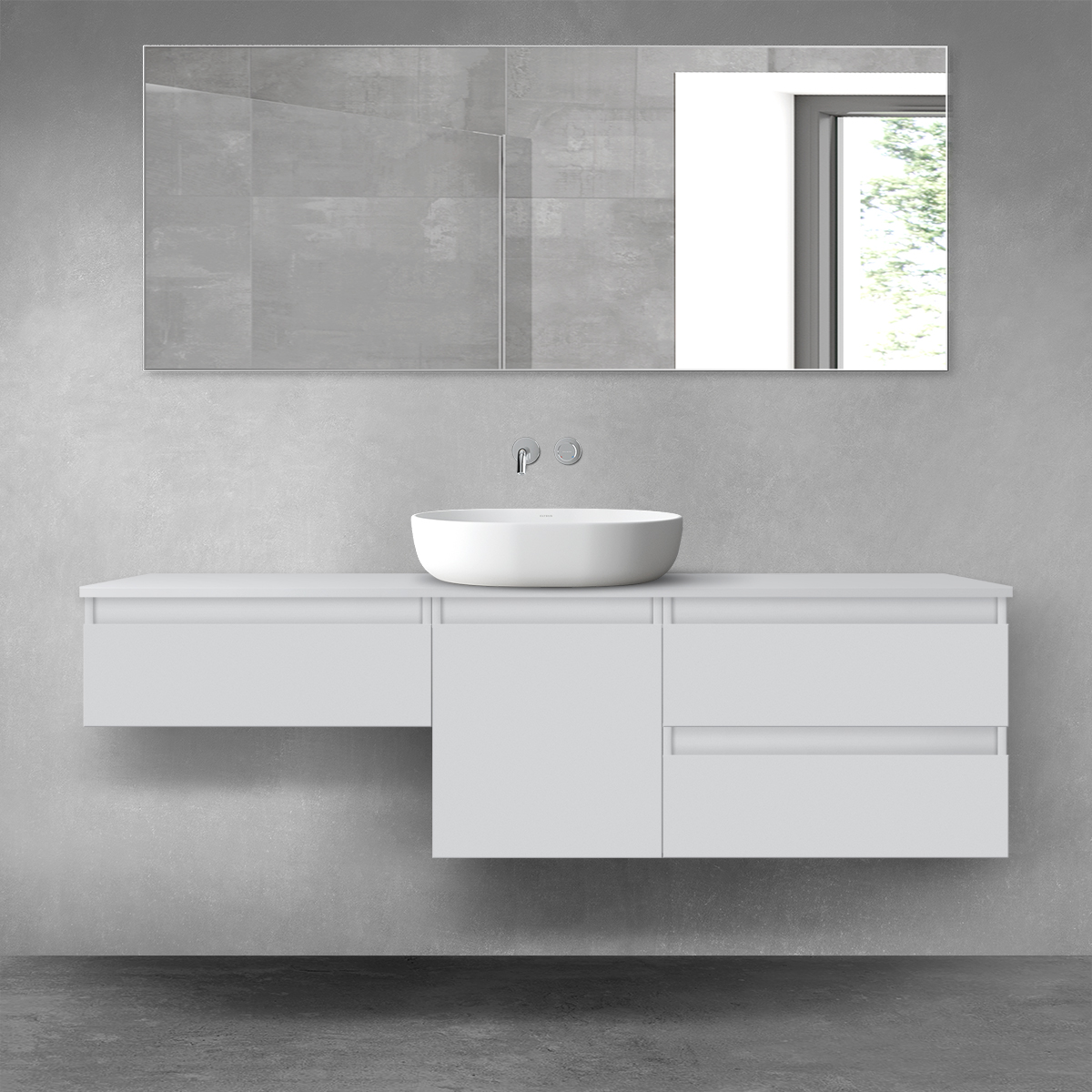 Oltens Vernal zestaw mebli łazienkowych 160 cm z blatem szary mat 68472700 - Wysyłka w 24h