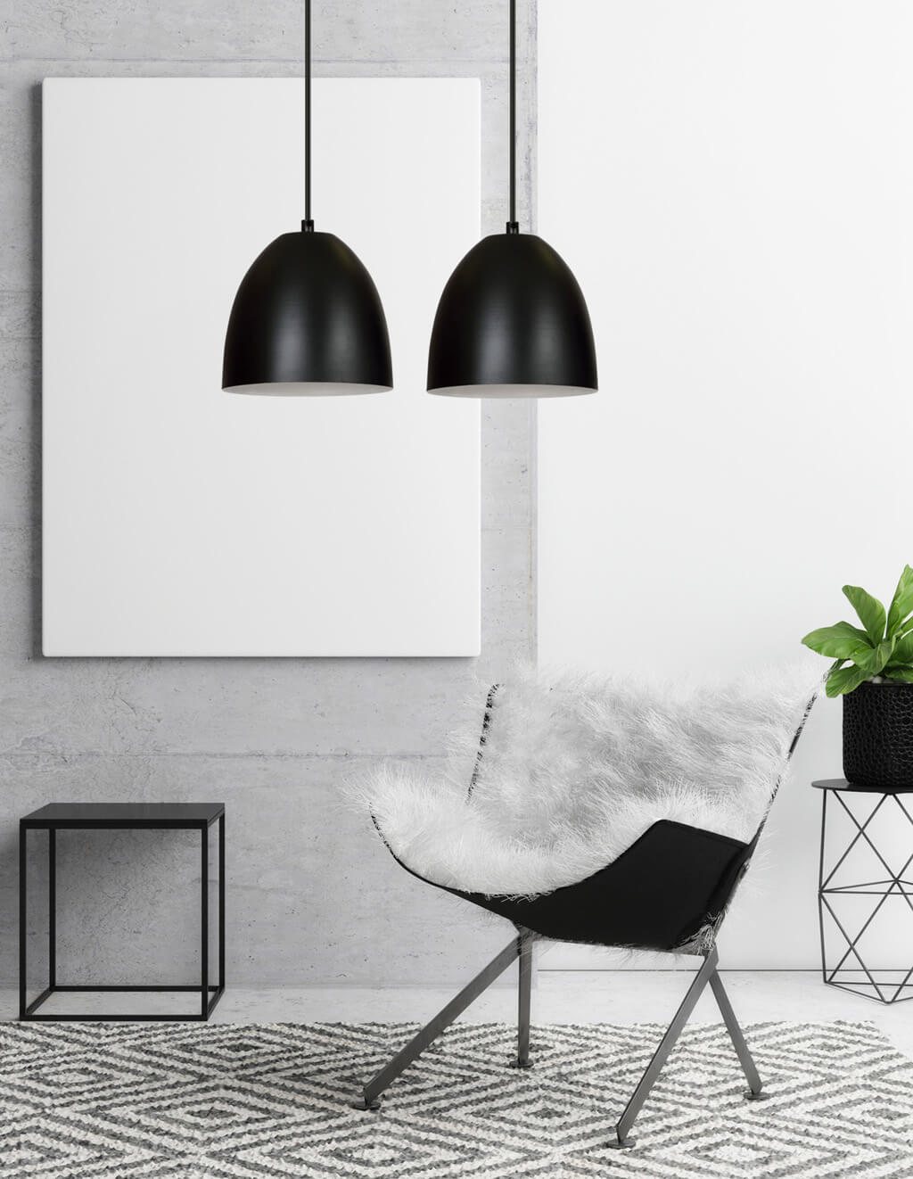 Emibig Lenox lampa wisząca 2x15 W biała-czarna 391/2