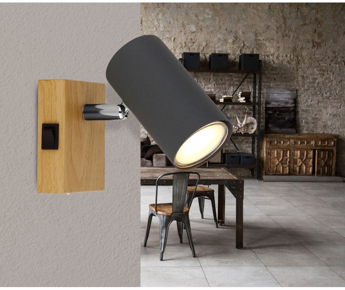 Globo Lighting Robby kinkiet 1x25W grafit/drewno 57911-1G