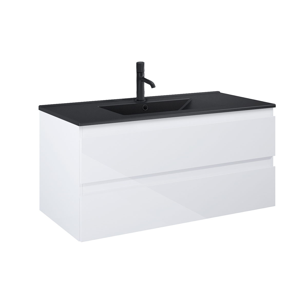 Oltens Vernal umywalka z szafką 100 cm czarny mat/biały połysk 68038000 - Wysyłka w 24h