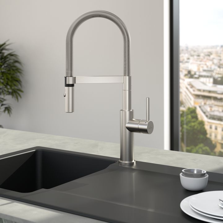 Villeroy & Boch Steel Expert 2.0 bateria kuchenna stojąca z wyciąganą wylewką stal nierdzewna 928000LC