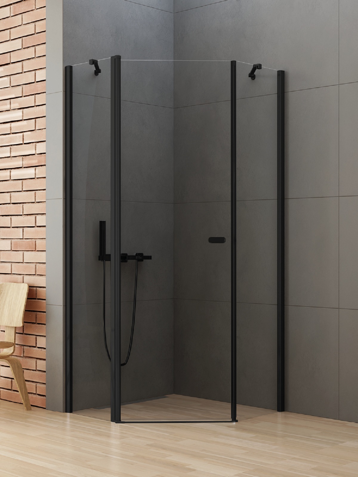 New Trendy New Soleo Black kabina prysznicowa 90x90 cm czarny mat/szkło przezroczyste K-0613