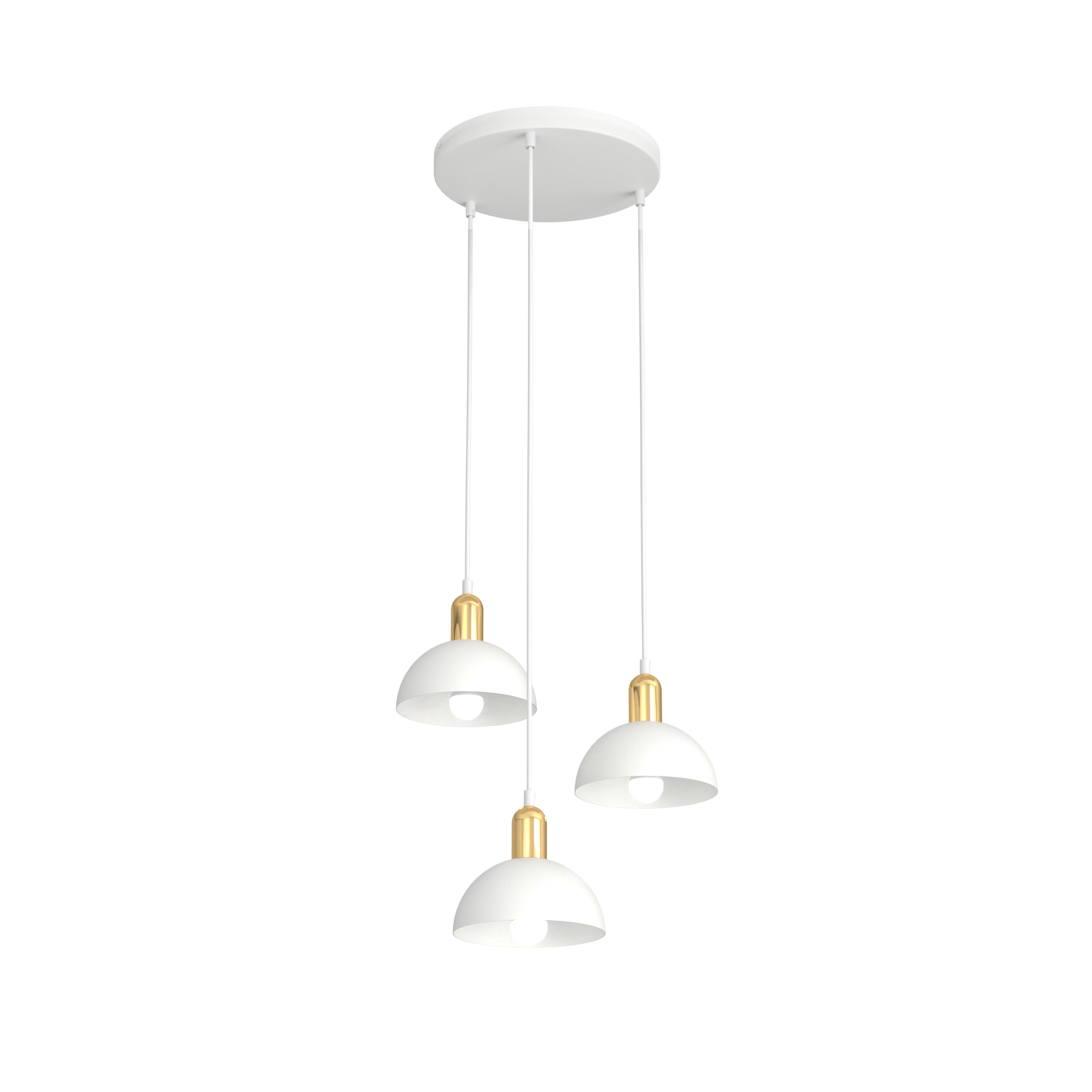 Emibig Moto lampa wisząca 3x15 W biała-złota 1387/3PREM