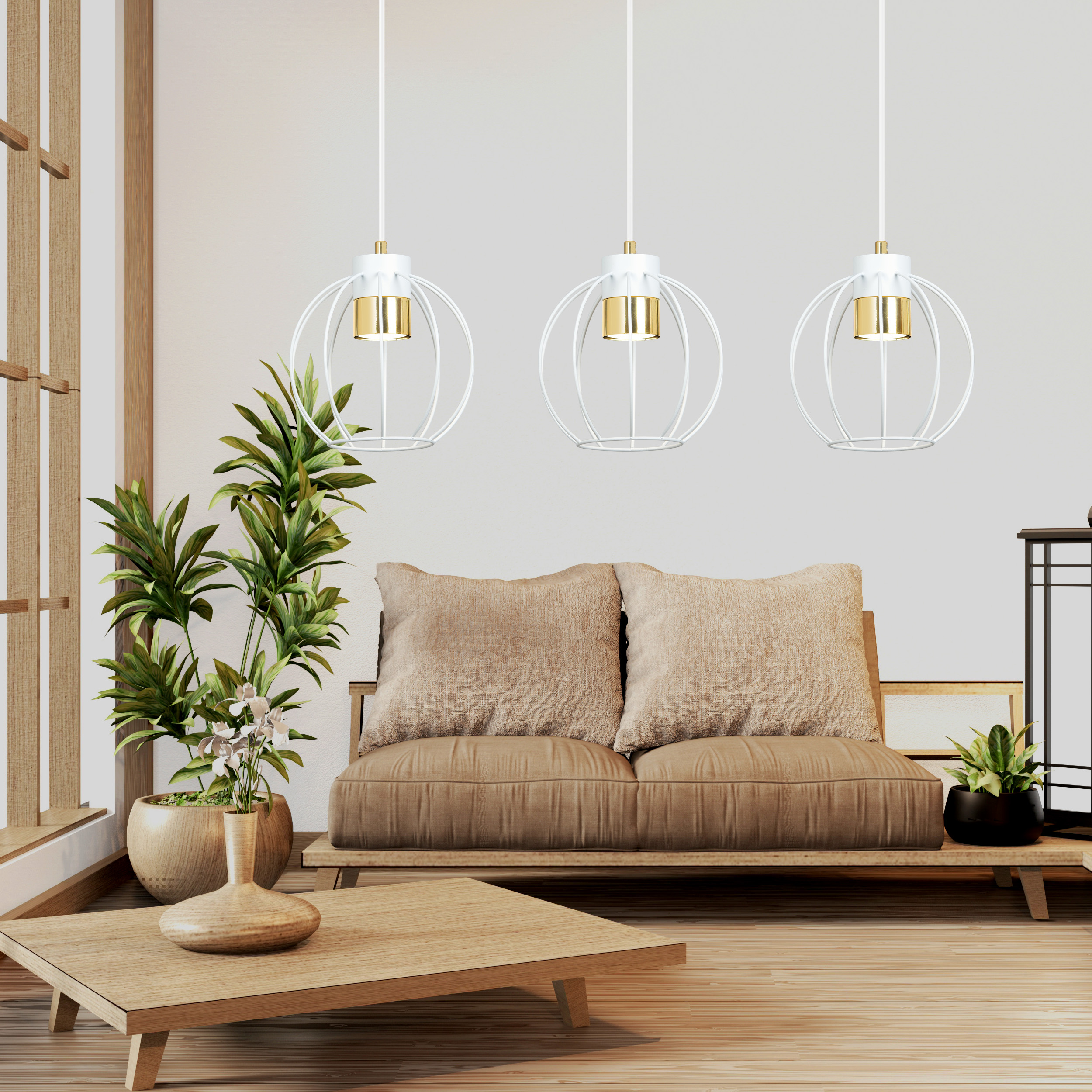 Emibig Ajax lampa wisząca 3x8 W biała-złota 1224/3