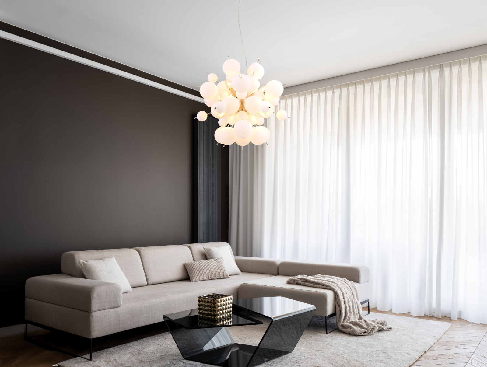 Globo Lighting Udo lampa wisząca 6x25 W biała-czarna-nikiel 15633HO