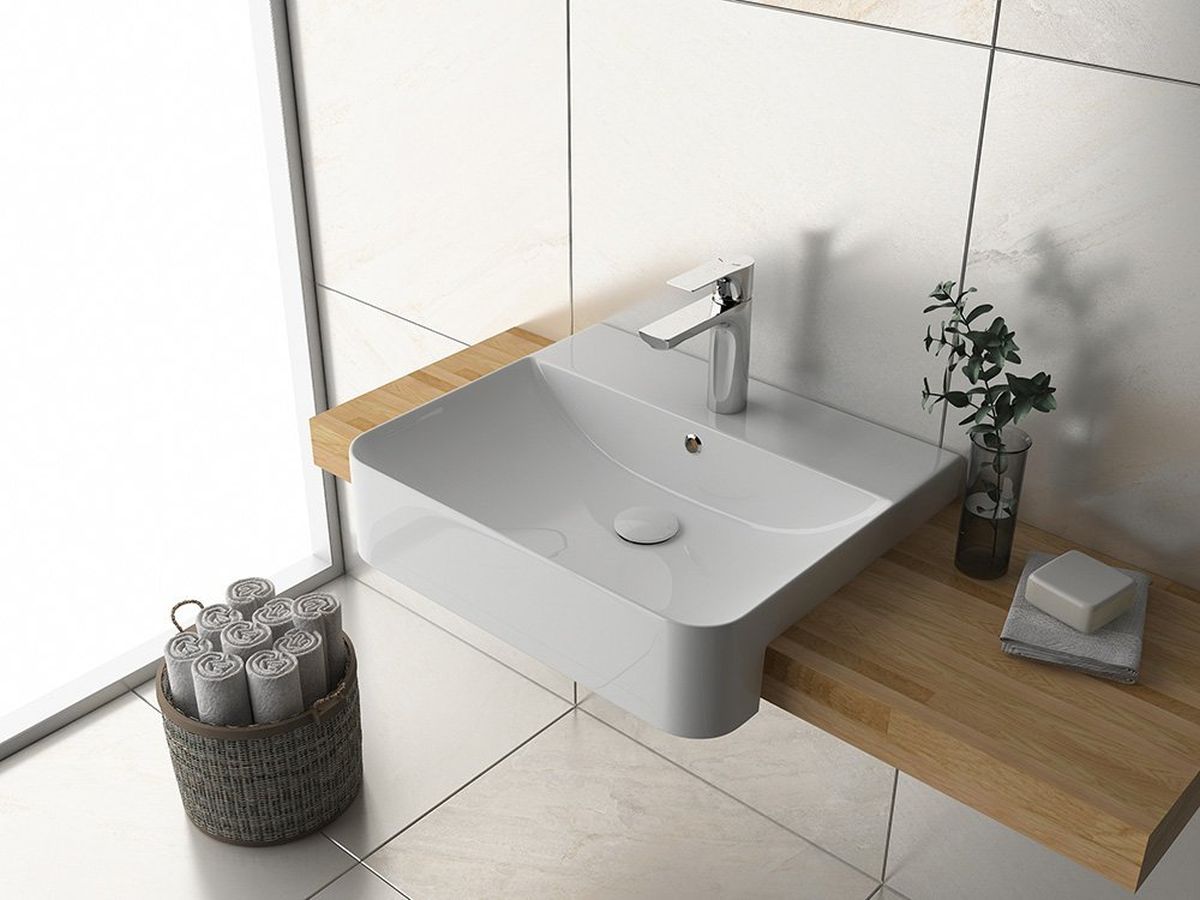 Isvea Sott Aqua umywalka 59x49 cm ścienna prostokątna biała 10SQ51058