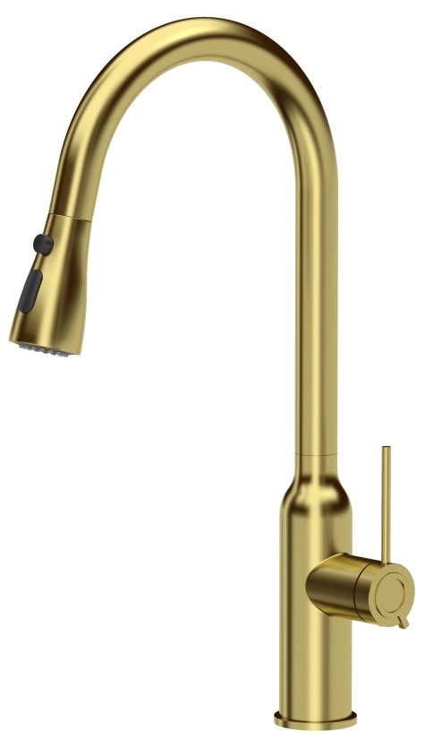 Quadron Jessica Q Line bateria kuchenna stojąca z wyciąganą wylewką złoty mat 3573591_PVDG1 - Wysyłka w 24h