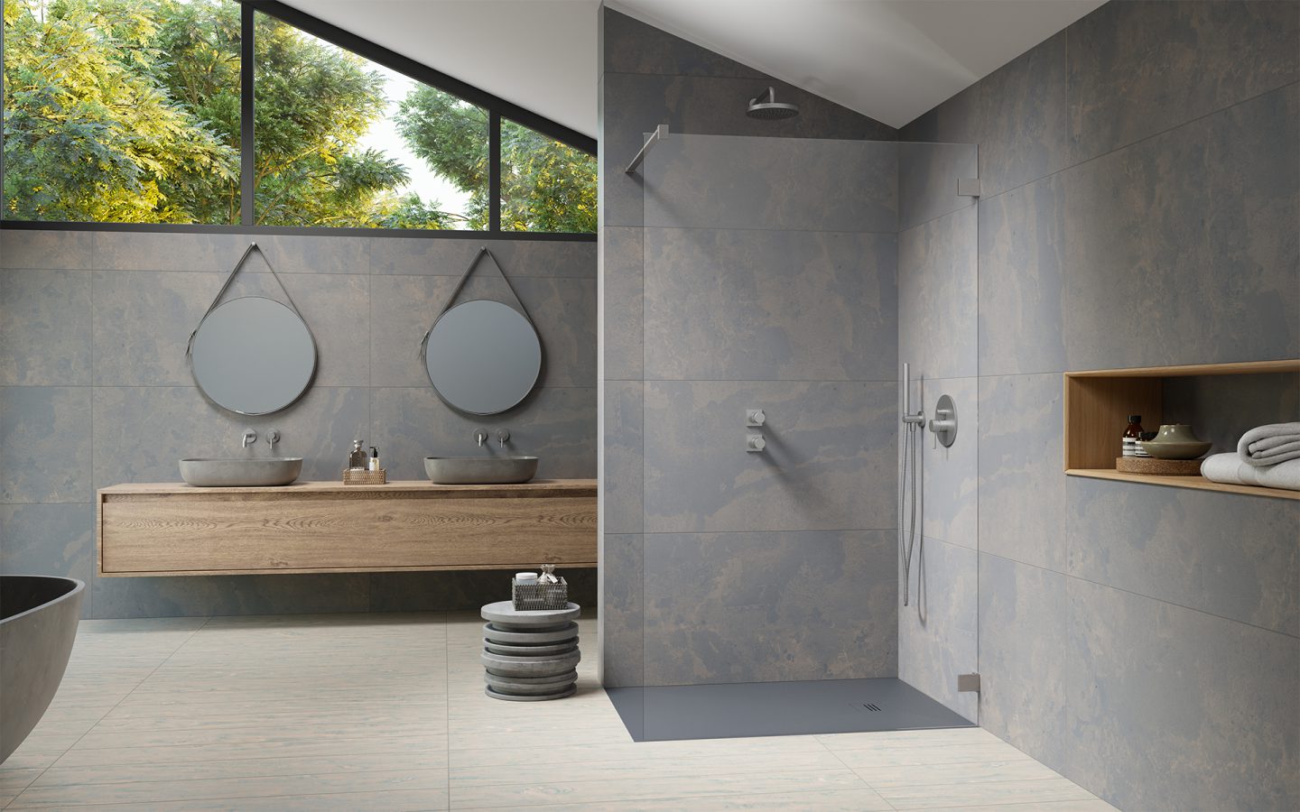 Radaway Essenza Pro Brushed Nickel Walk-In ścianka prysznicowa 130 cm wolonostojąca nikiel szczotkowany/szkło przezroczyste ...
