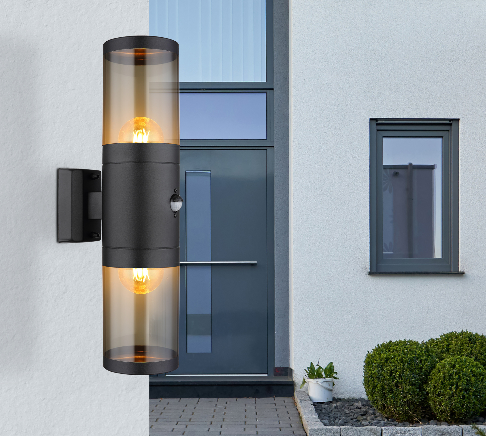 Globo Lighting Xeloo kinkiet zewnętrzny 2x60W czarny mat/przydymiony 32014-2BSS