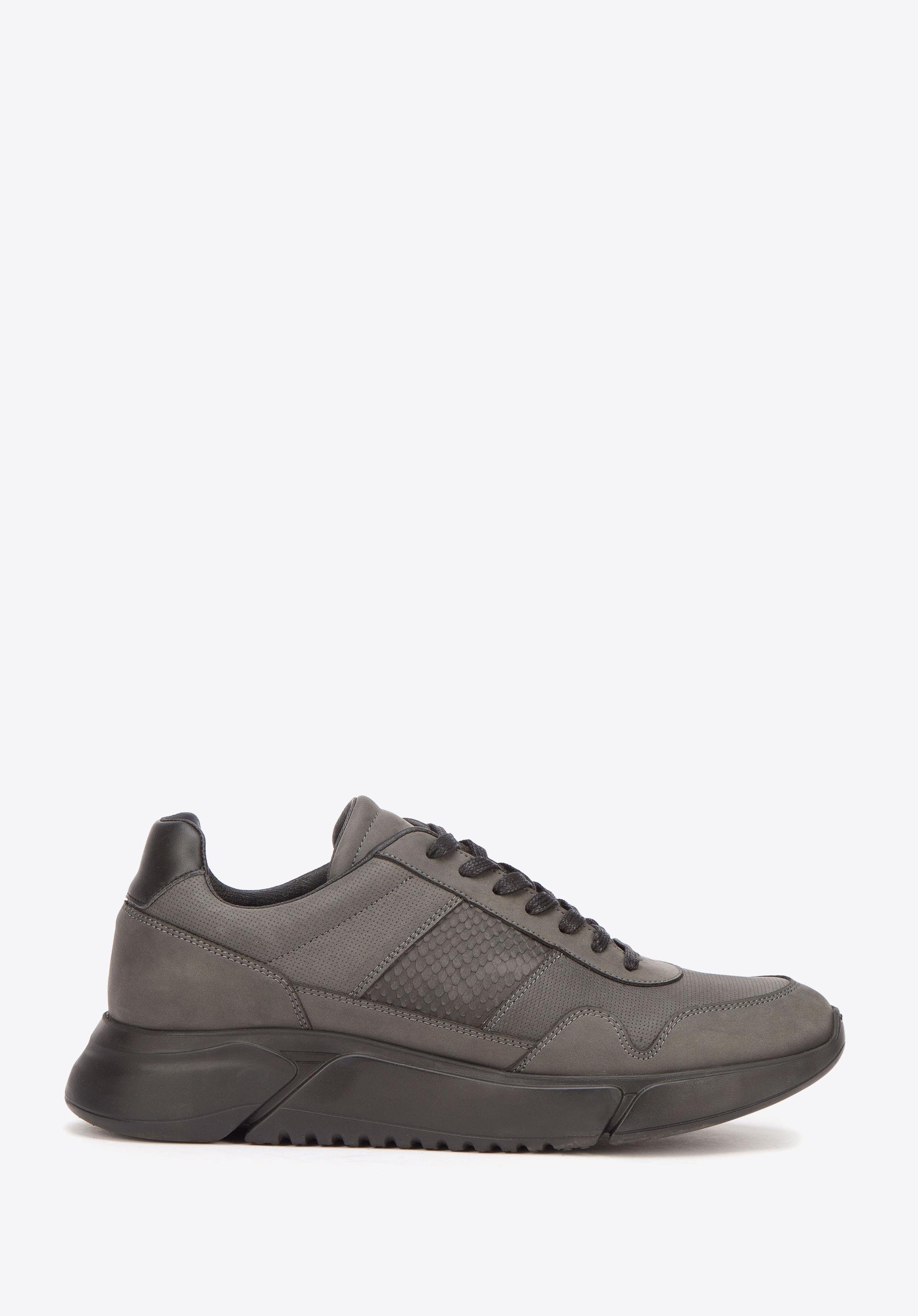 Męskie sneakersy z wegańskiej skóry ze wstawką lizard czarne