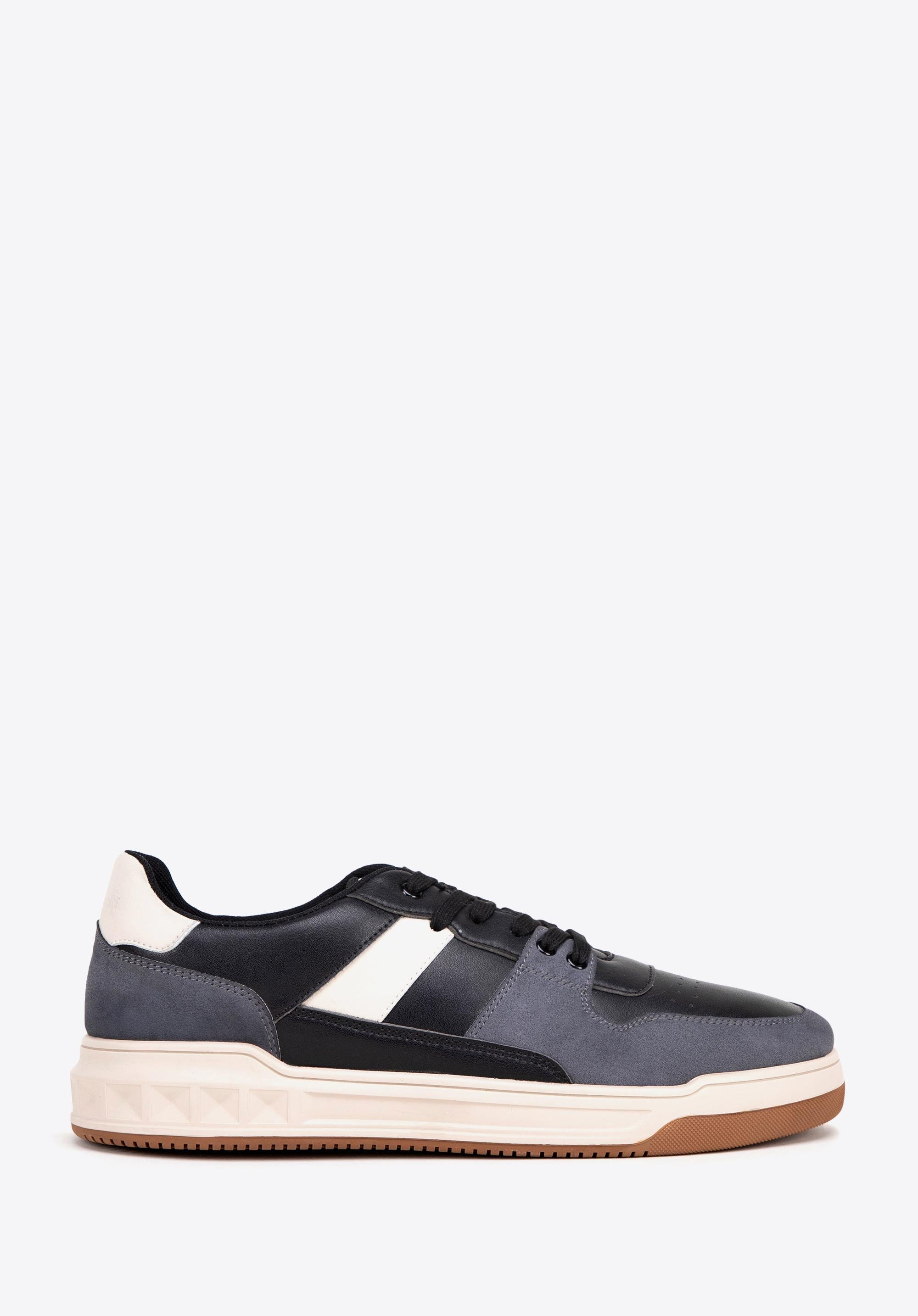 Męskie sneakersy z ekoskóry czarno - szare