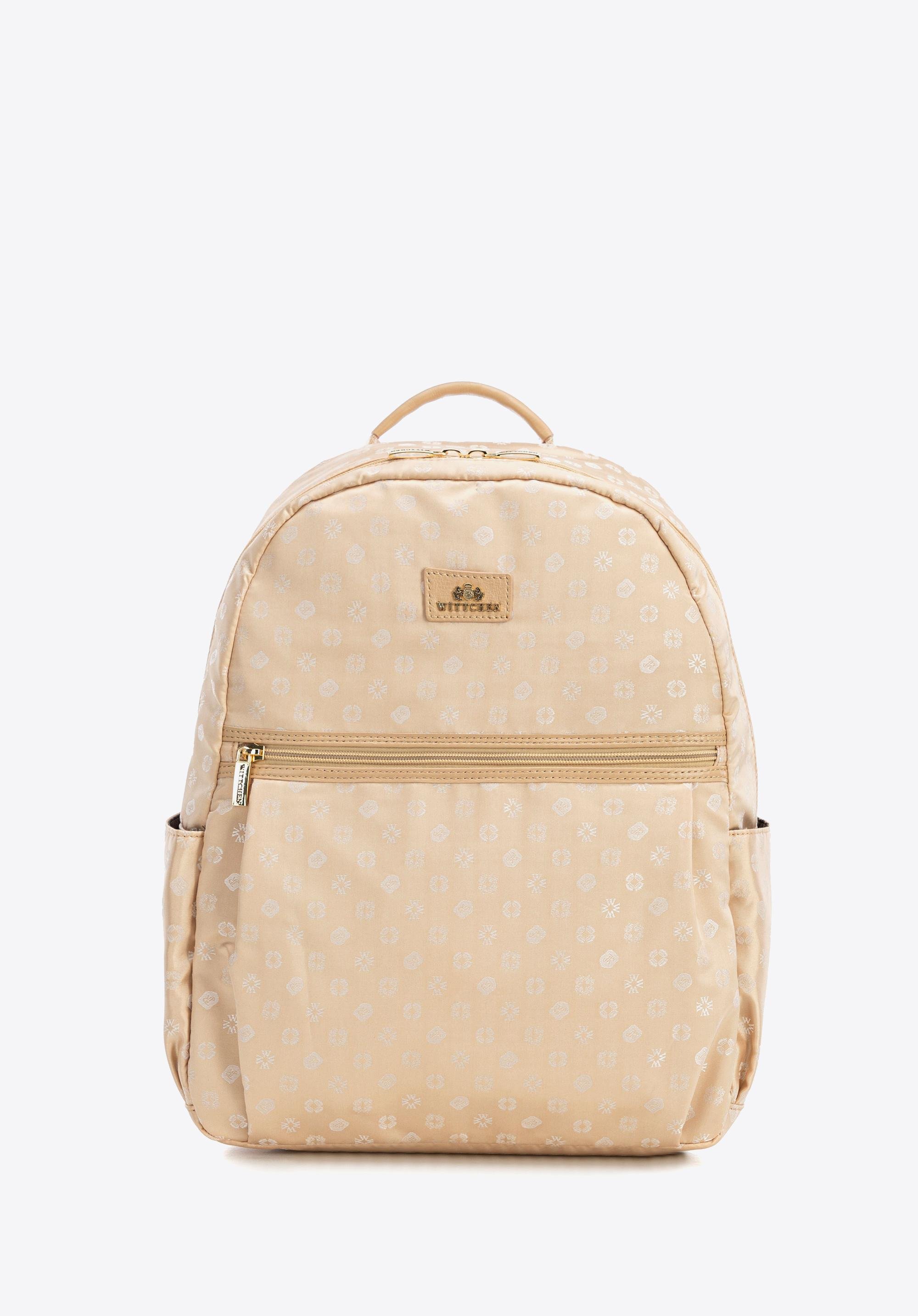 Damski plecak elegancki w monogram kremowy