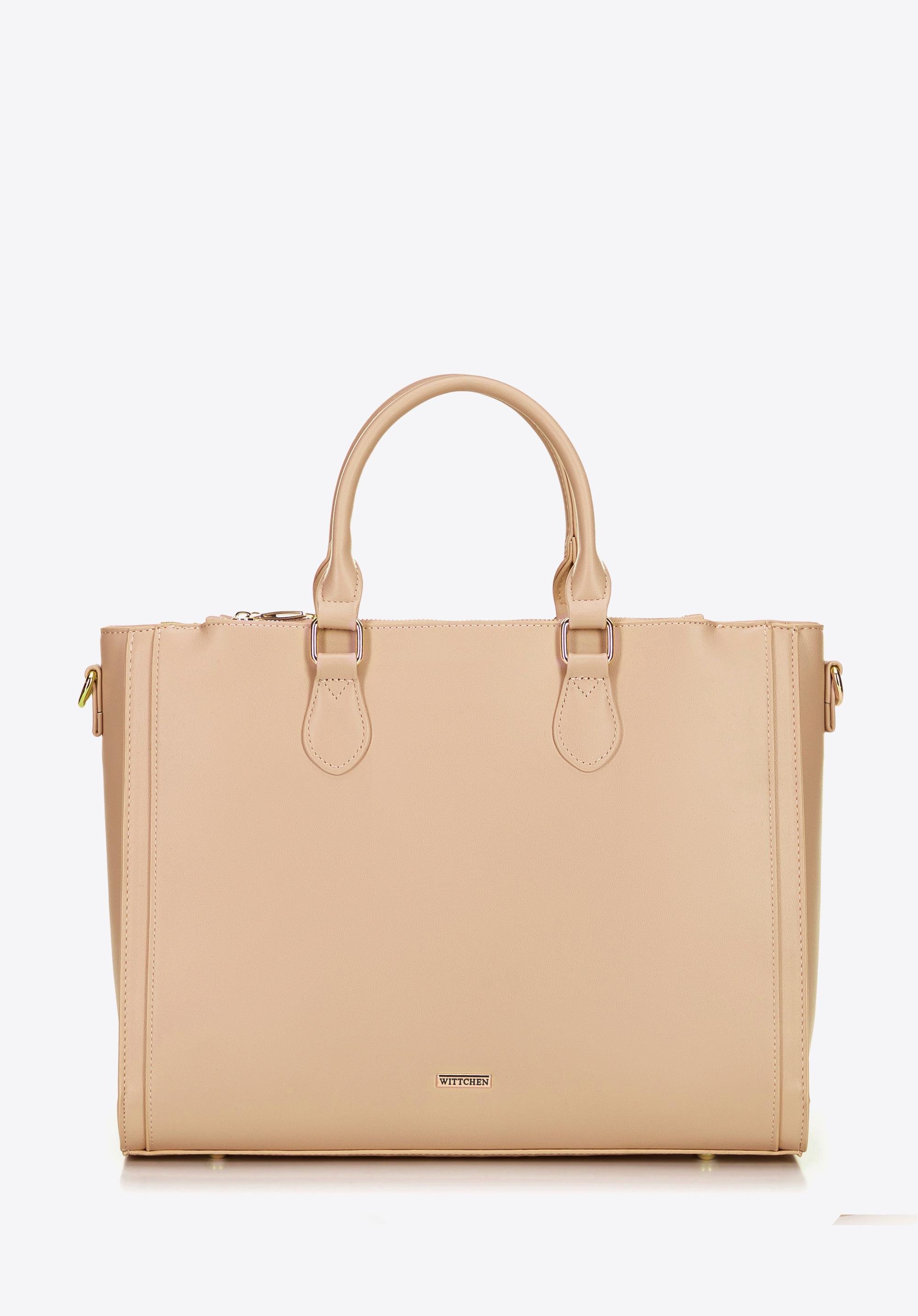 Damska torba na laptopa 14,5” z imitacji skóry beżowa