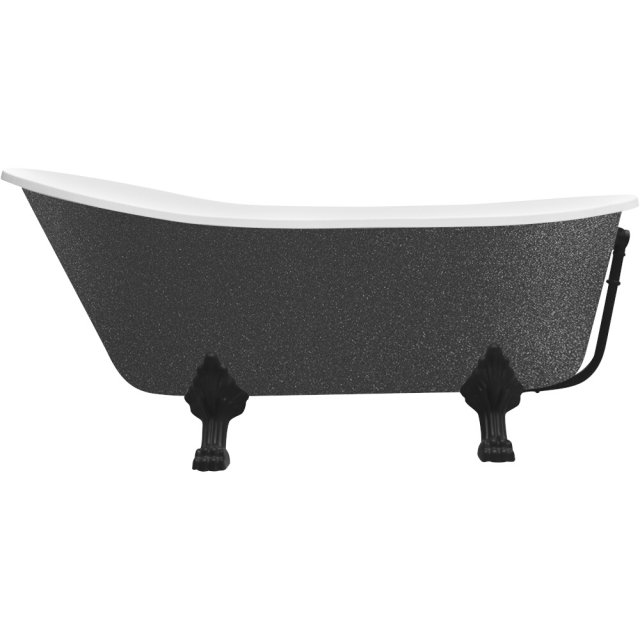 BESCO Wanna wolnostojąca OLAYA GLAM GRAFITOWA 160x68 cm nogi czarne #