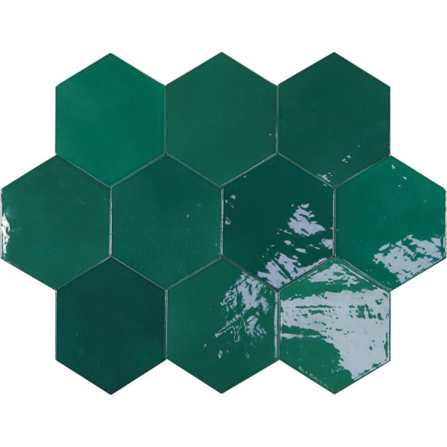 Płytka ścienna hiszpańska Wow Design ZELLIGE HEXA emerald glossy 10,8