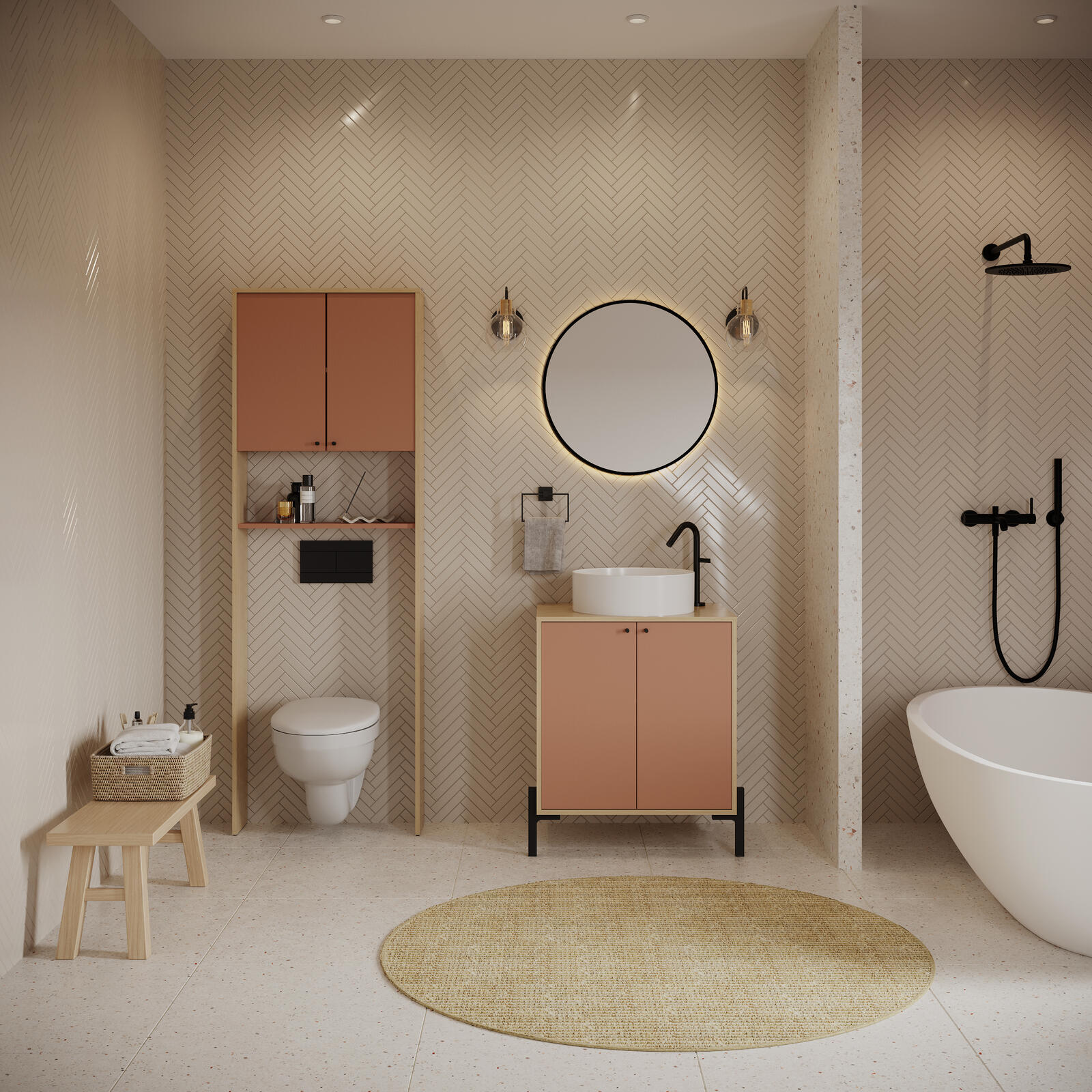 Meble łazienkowe w zestawie Elison pink II