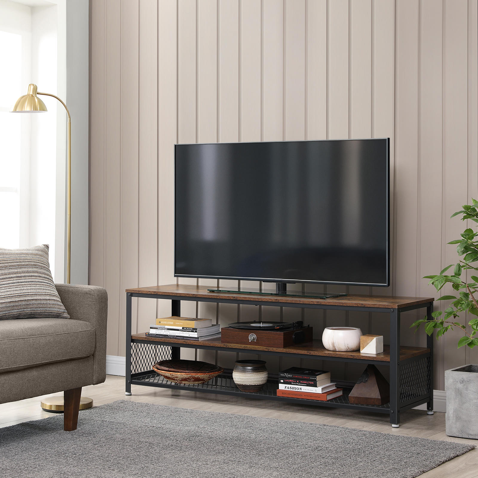 Nowoczesny stolik pod telewizor z elementami vintage LTV rustic brown