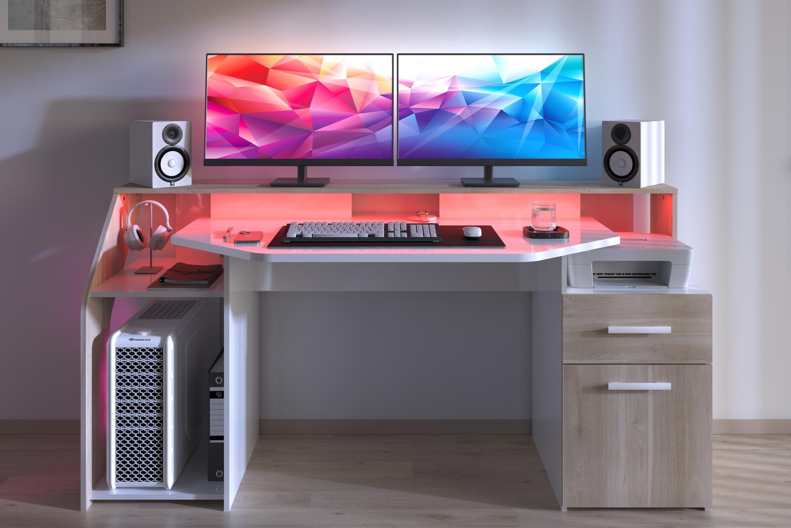 Biurko komputerowe Silver LED