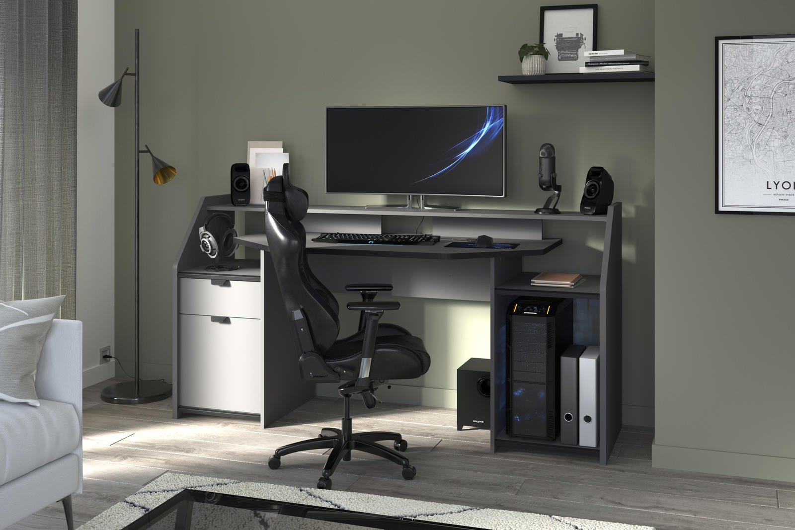 Biurko komputerowe Set-up czarny