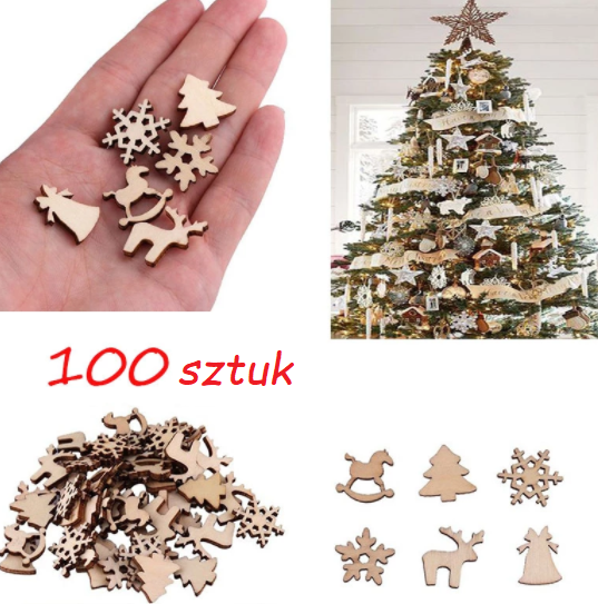 100 sztuk drewnianych ozdób