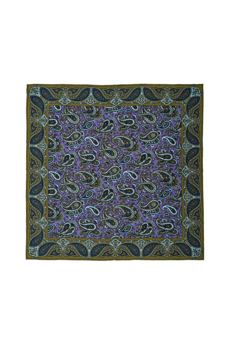 Poszetka Paisley zielono-granatowa
