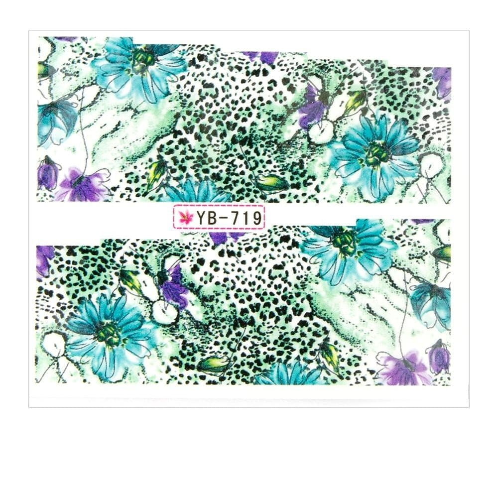Naklejki wodne do paznokci arkusz 6,5 x 5,5 cm na 10 palców yb Nr 719