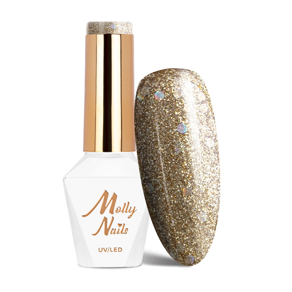 Lakier hybrydowy Molly Nails Queens Of Life Perfect Gold HEMA/Di-HEMA Free 8g Nr 32