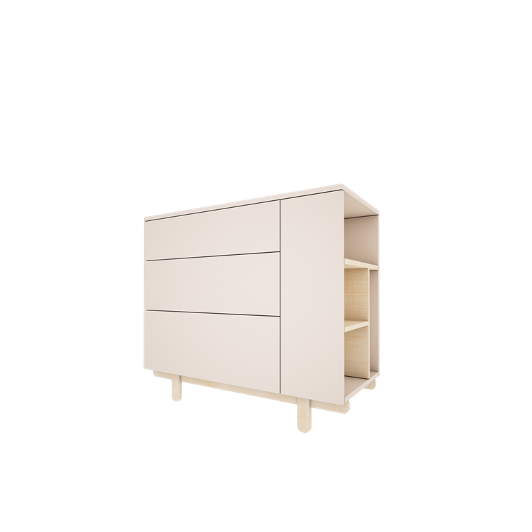 Wood Luck, Basic - komoda z regałem z boku