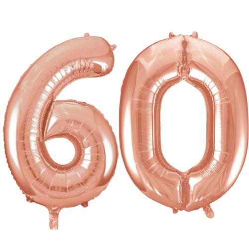 Balony Foliowe Cyfra "60", 100 cm, różowe złoto