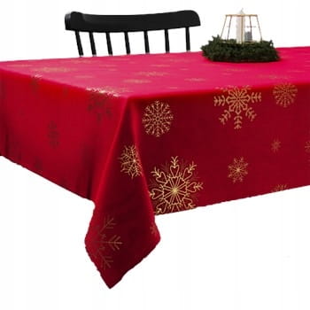 ŚNIEŻKI Obrus wodoodporny VELVET 110x160 czerwony - idealny na święta