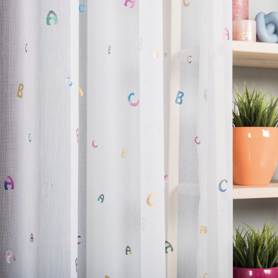 Firana Literki 225x450 fantazyjna długa z ołowinką