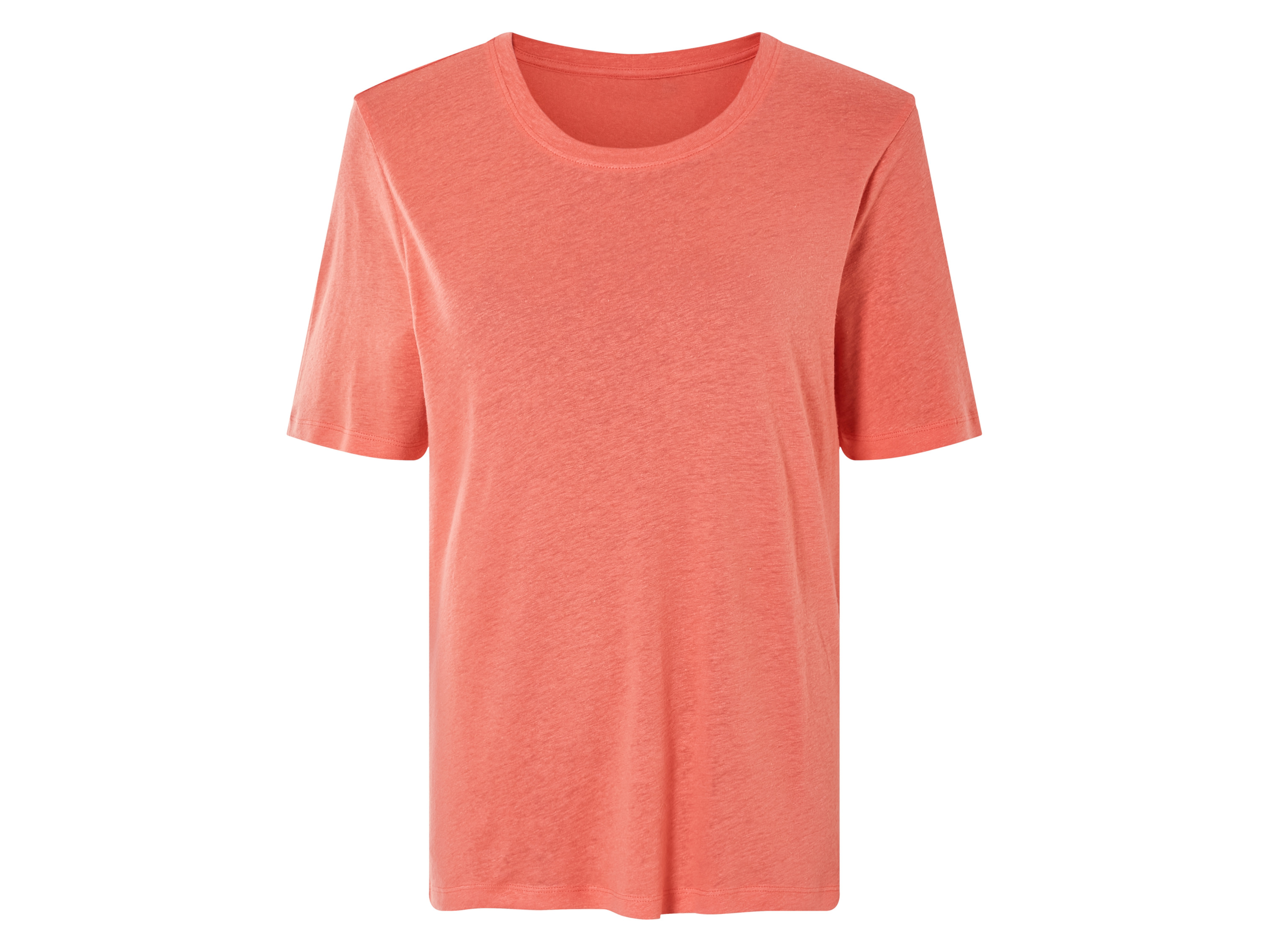 esmara T-shirt damski z lnem Koralowy, XS 32/34
