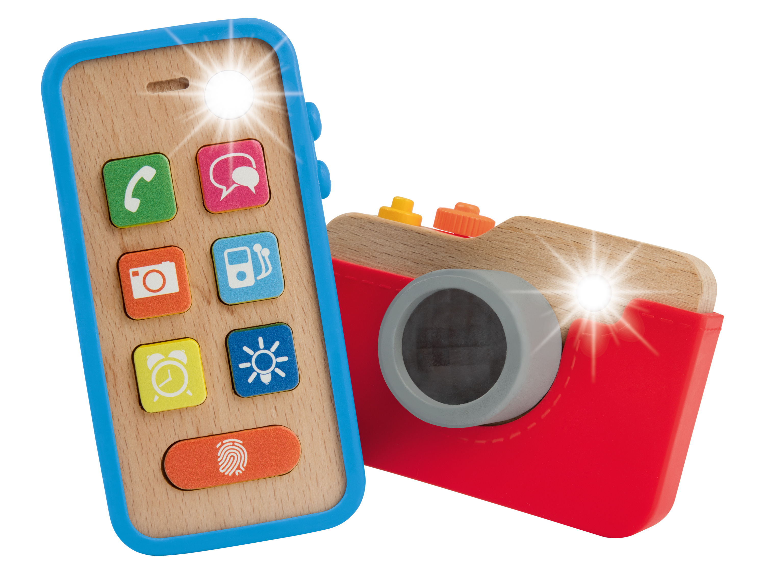 Playtive Smartfon i aparat z drewna, z efektami dźwiękowymi i świetlnymi