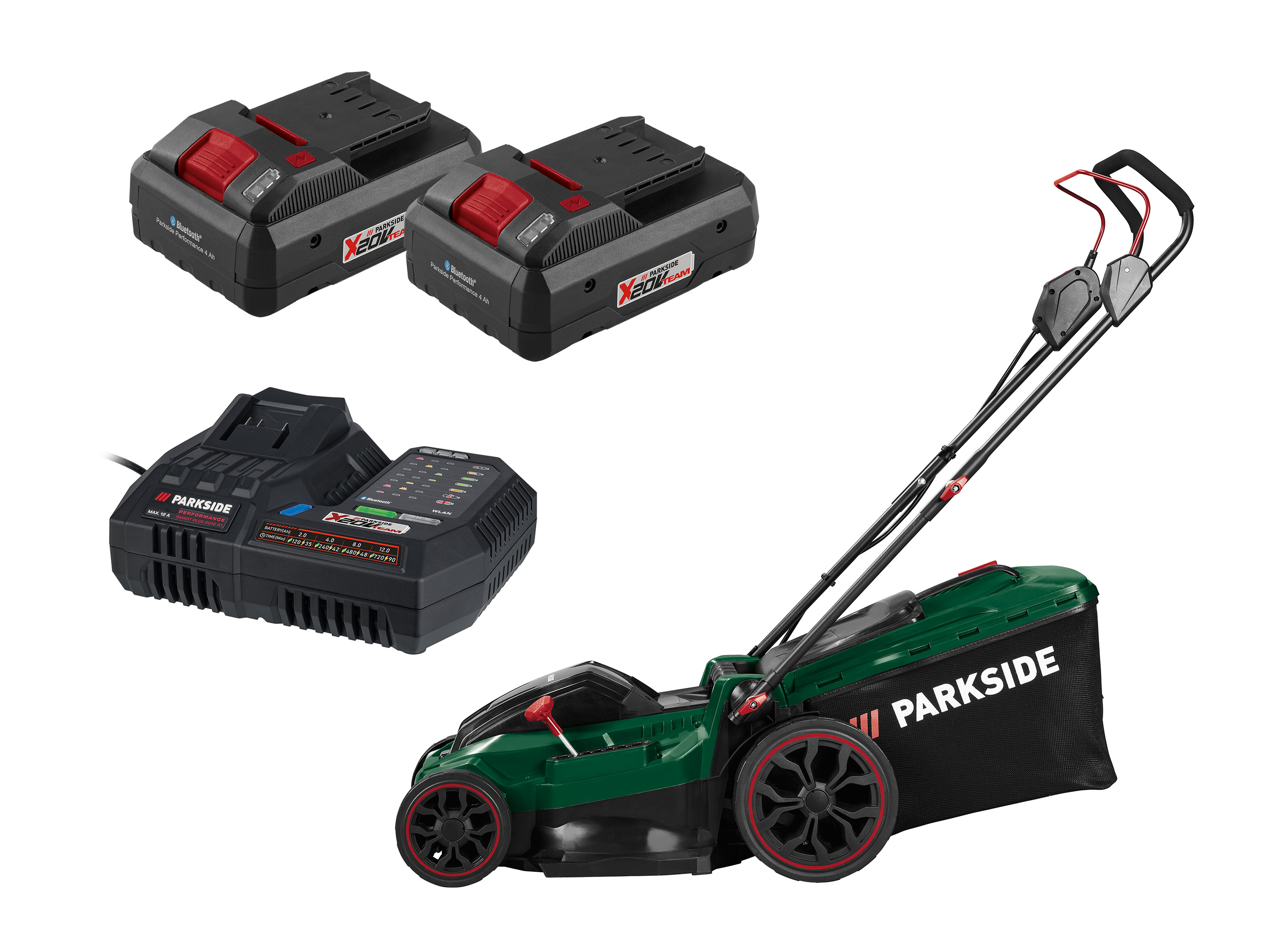 Parkside Akumulatorowa kosiarka, 40 V, z 2 akumulatorami Smart 4 Ah i ładowarką 12 A