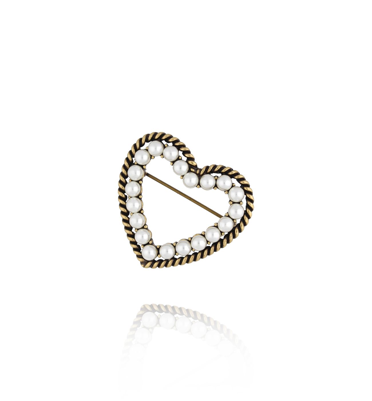 Broszka z sercem i perełkami Pearl Heart BRSS0127