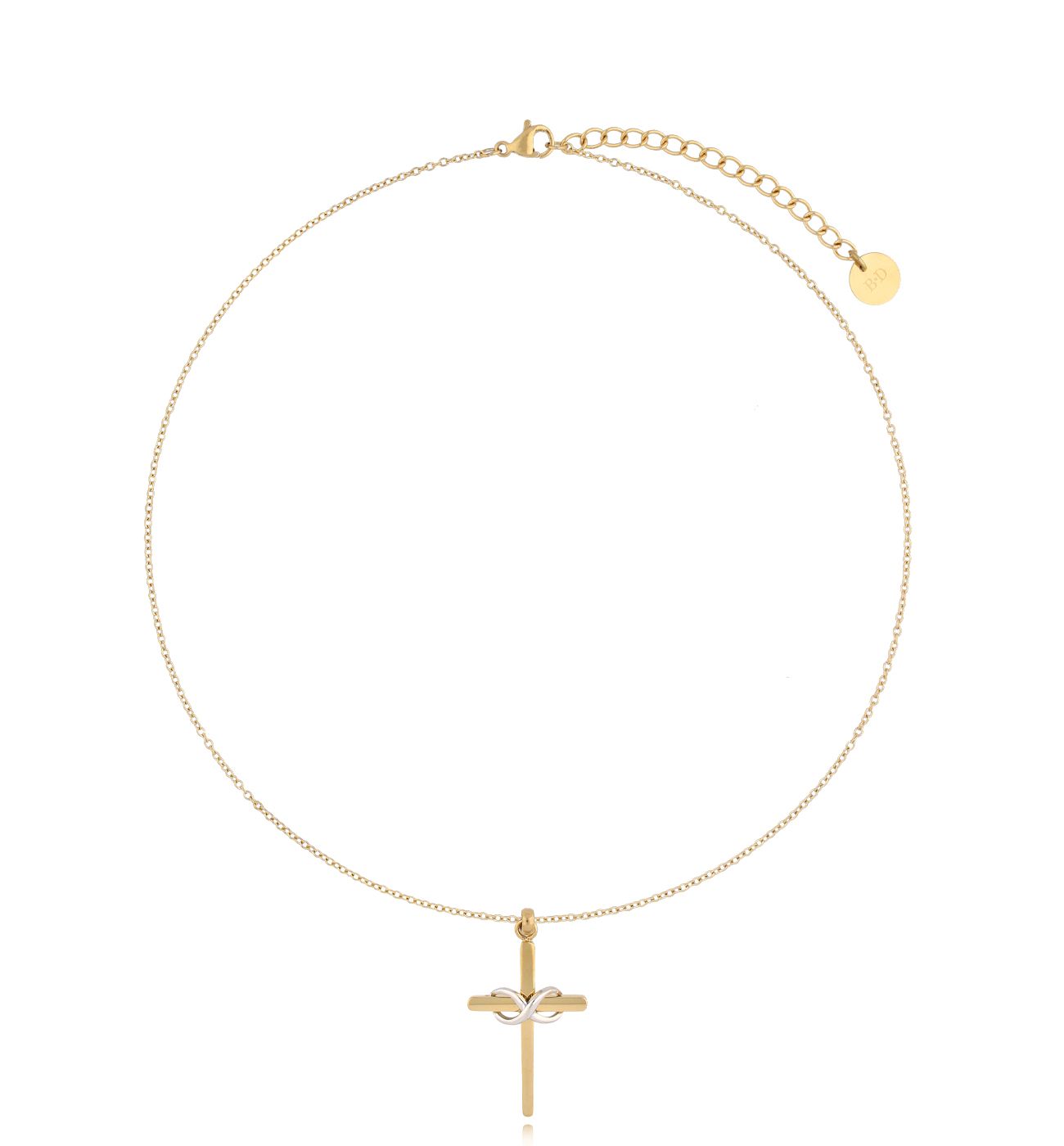 Naszyjnik złoty z krzyżykiem i nieskończonością Croix - By Dziubeka