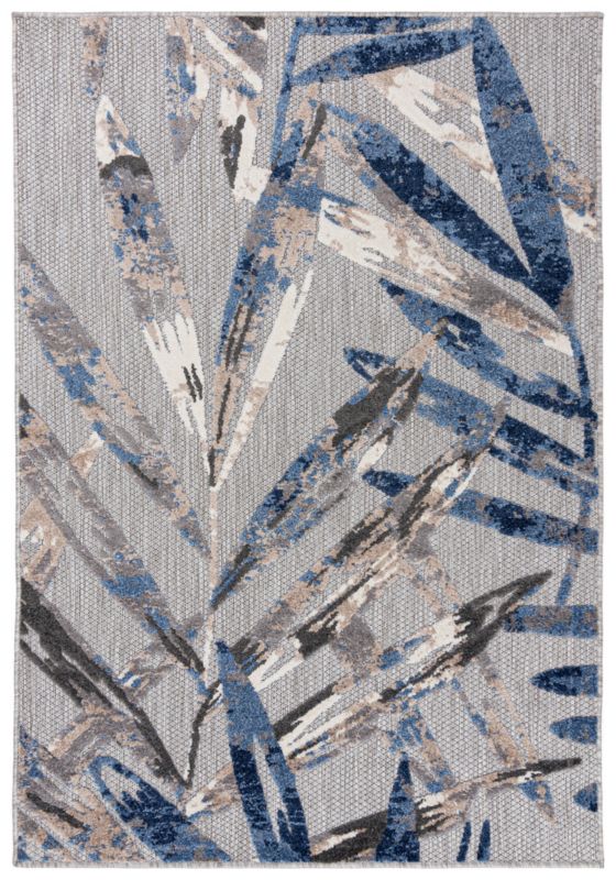 Dywan wewnętrzny/ zewnętrzny Aventura EC68A prostokąt 160 x 230 cm niebieski,szary nowoczesny, boho wzór roślinny 1 szt.