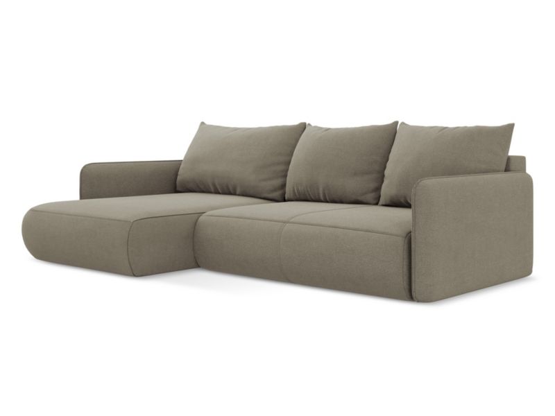 Narożnik lewostronny z funkcją spania Makamii Nanea z tkaniny strukturalnej 240x148 cm ciemny beż 1 szt.