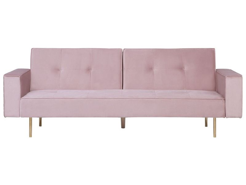 Sofa rozkładana Visnes Różowy Welur 1 szt.