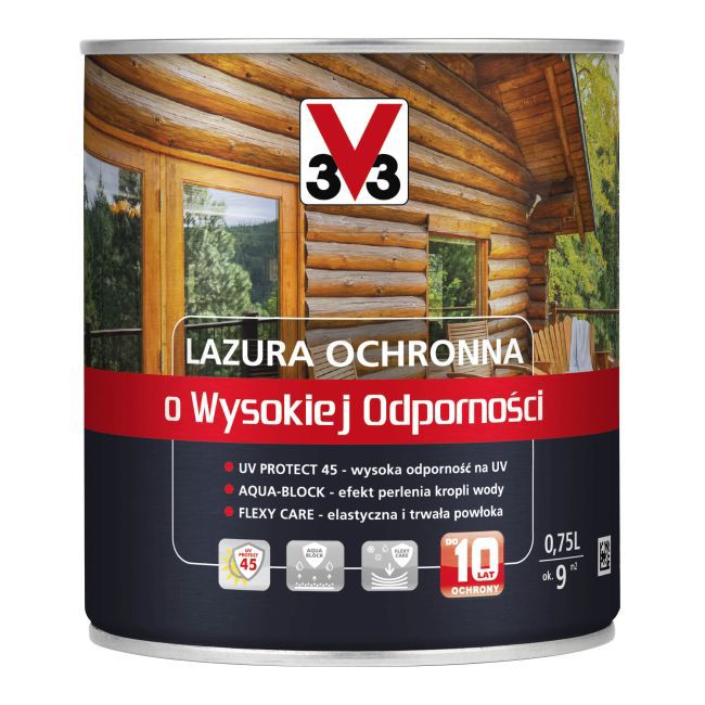Lazura ochronna o wysokiej odporności V33 drewno egzotyczne 0,75 l